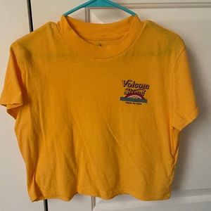 Yellow Volcom Stone Cropped Tee